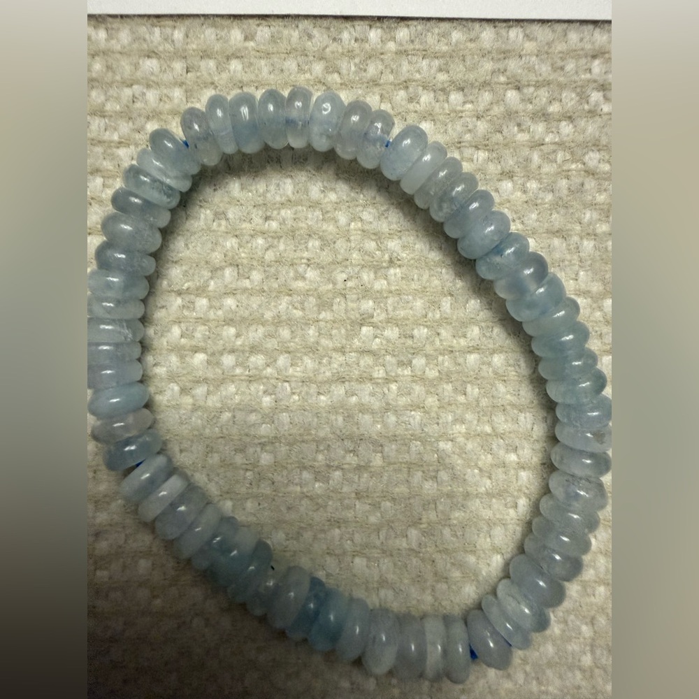 Natural Aquamarine Beaded Bracelet – Soft Blue Rondelle Stones